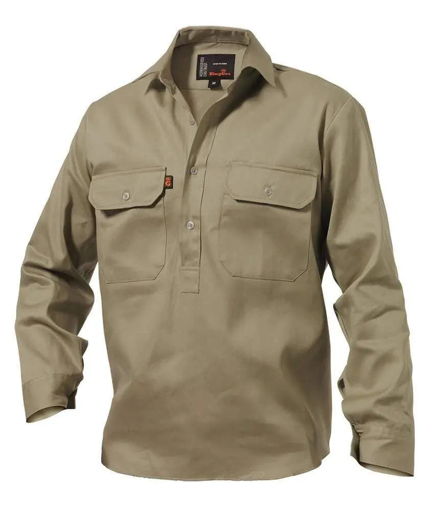 KingGee Closed Front Long Sleeve Drill Work Shirt K04020 Metro Workwear.